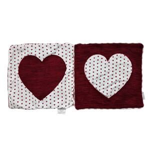 CUPCAKES AND CASHMERE Red Hearts Love Square Throw Pillow Covers - Set of 2